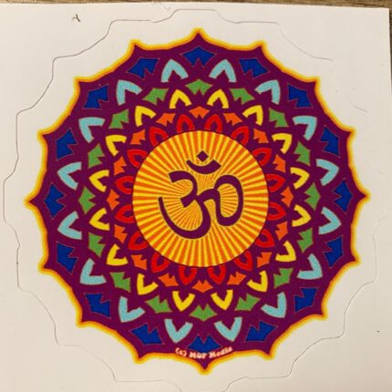 A colorful mandala with the symbol om in center.