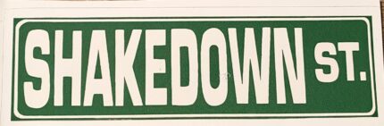 A street sign that says takedown.