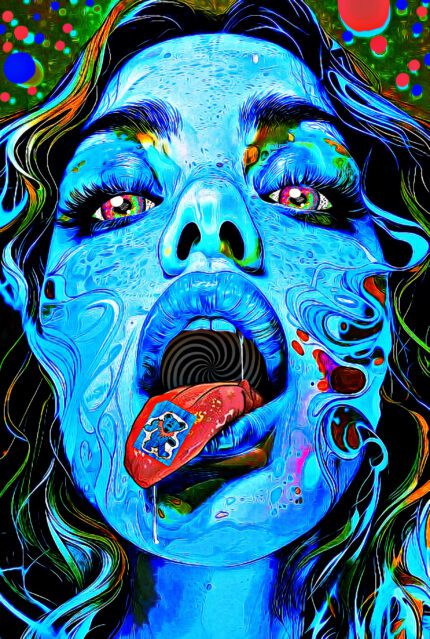 Abstract psychedelic art of a woman's face.