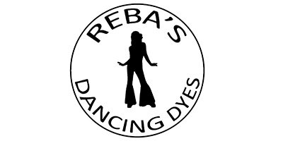 Reba's Dancing Dyes logo with a woman silhouette.