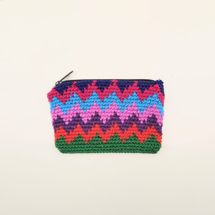 Crocheted rainbow zipper pouch