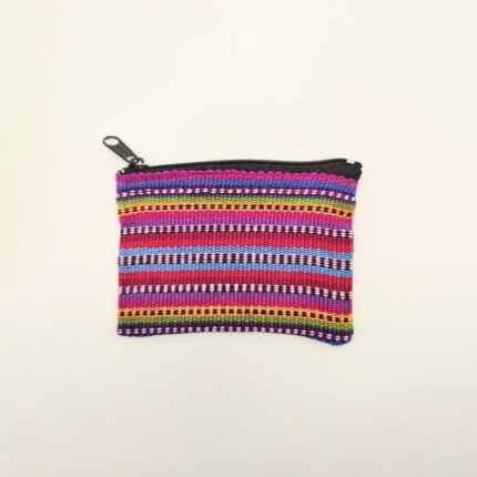 Striped woven zippered coin purse.