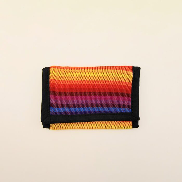 Striped colorful fabric wallet.