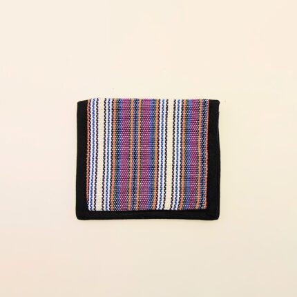 Multicolored striped fabric wallet.