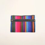 Colorful striped zippered pouch.