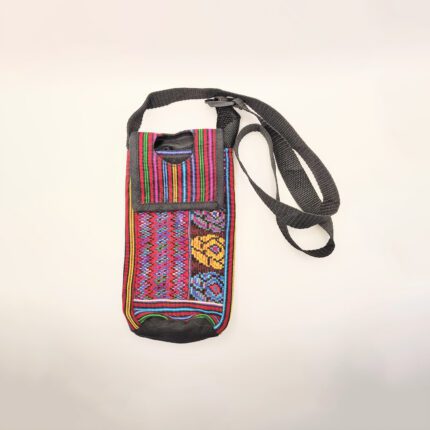 Colorful woven fabric shoulder bag.