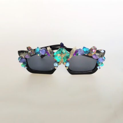 Black sunglasses with jeweled frame.