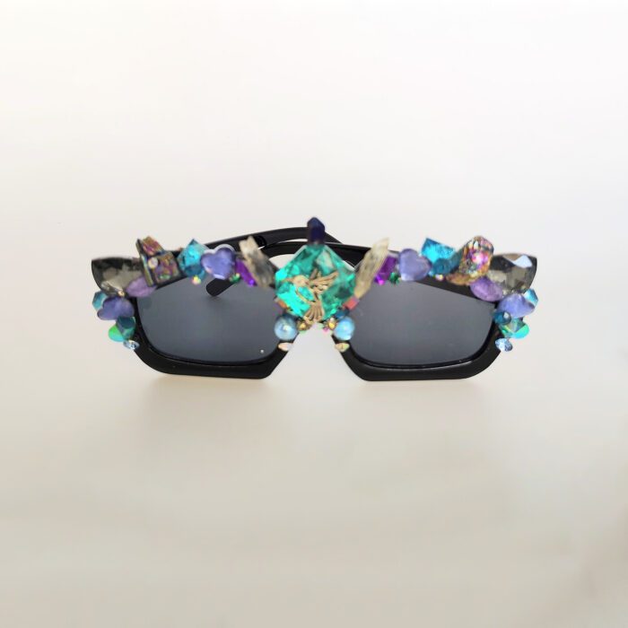 Black sunglasses with jeweled frame.