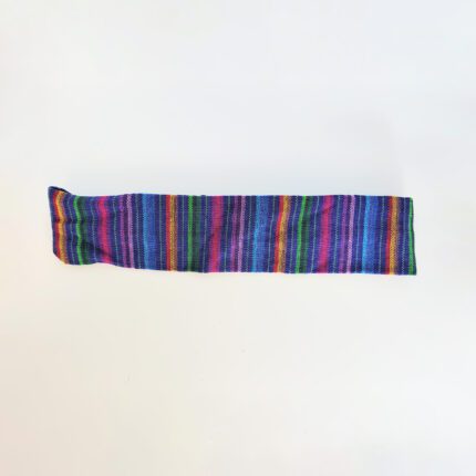 Striped fabric headband in rainbow colors.