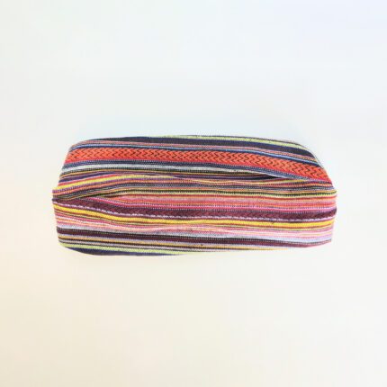 Multicolored striped fabric headband.