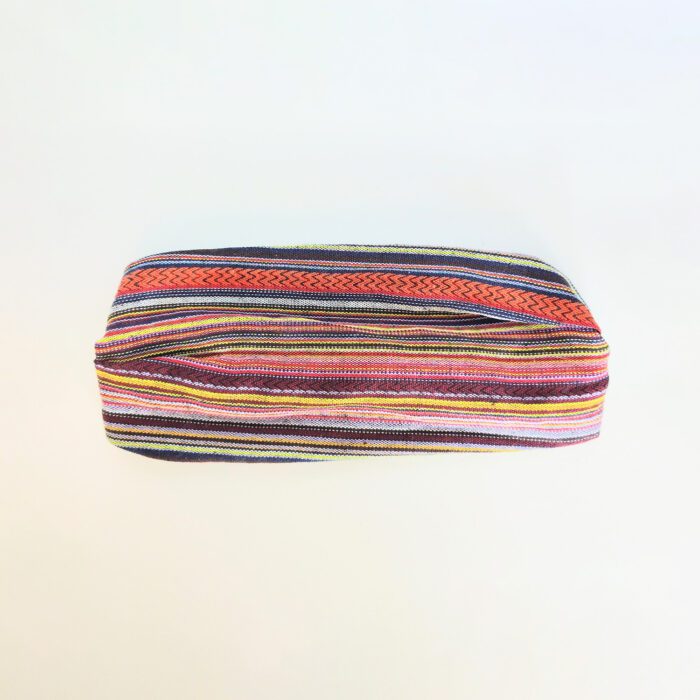 Multicolored striped fabric headband.