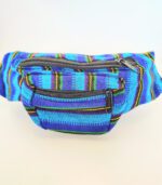 Blue and black striped fanny pack.