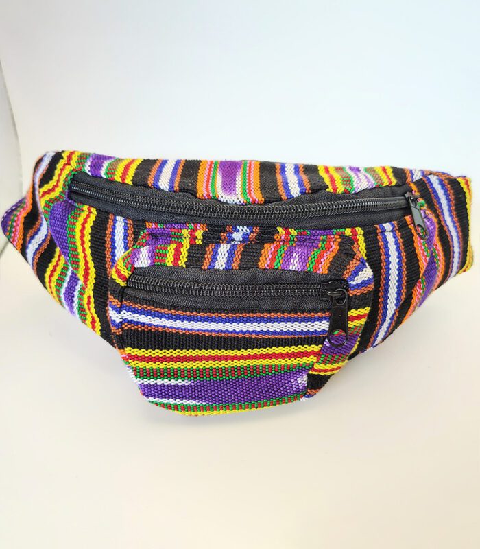 Striped fanny pack with zipper