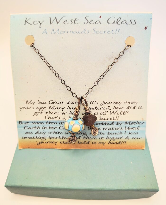 Key West sea glass necklace with beads.