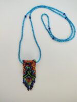 Colorful beaded necklace with fringe.