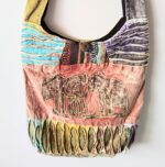 Patchwork bag with embroidered elephants.