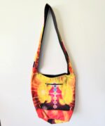 Yellow chakra bag with black strap.