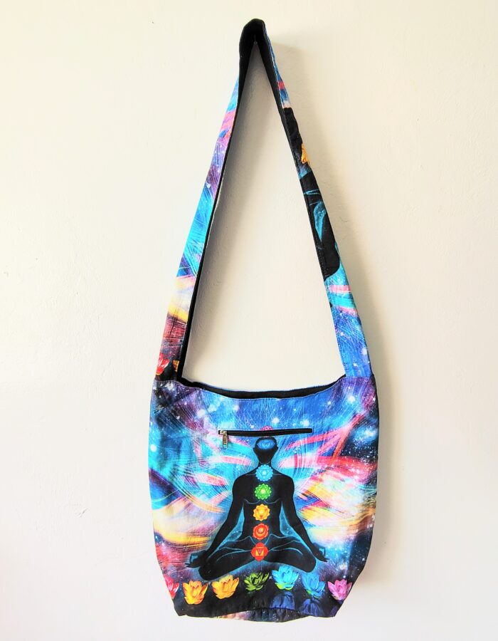 Chakras yoga bag with lotus design.