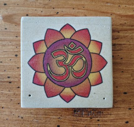 Om symbol on a colorful flower.