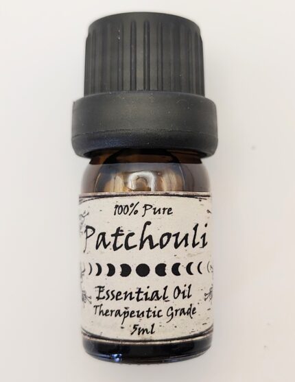 Patchouli essential oil bottle.