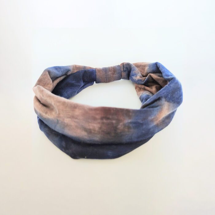 Blue and brown tie dye headband.