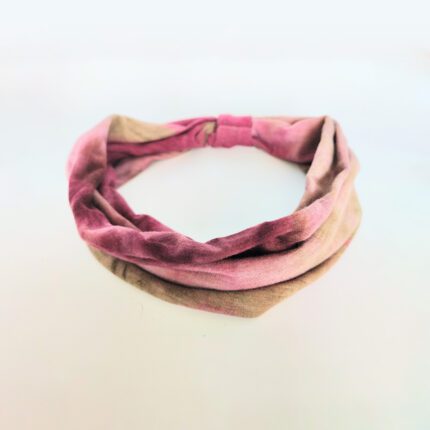 Pink and brown tie dye headband.