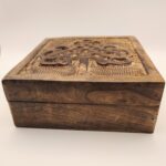 Wooden box with Celtic knot design.