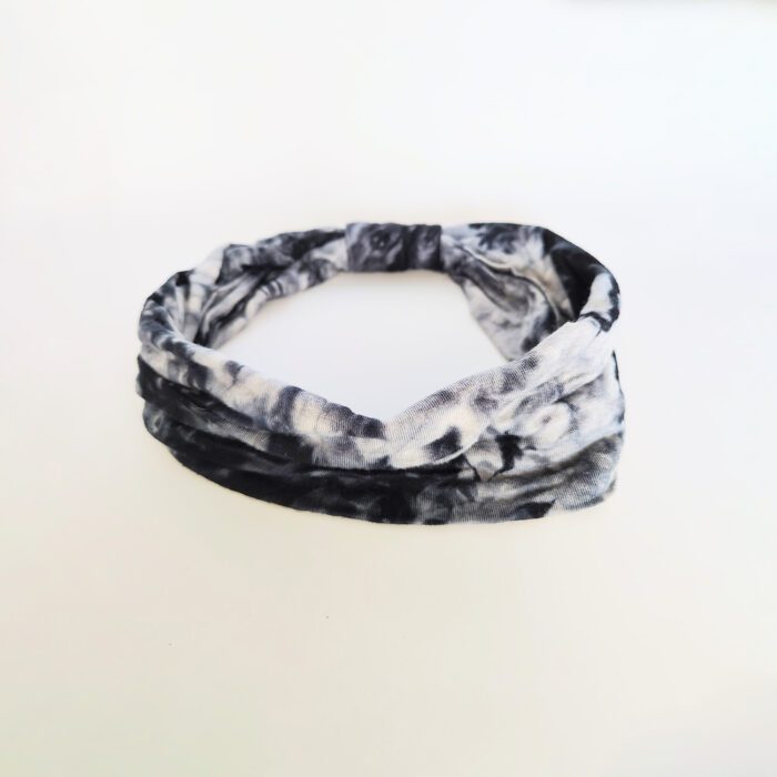 Black and white tie-dye headband.